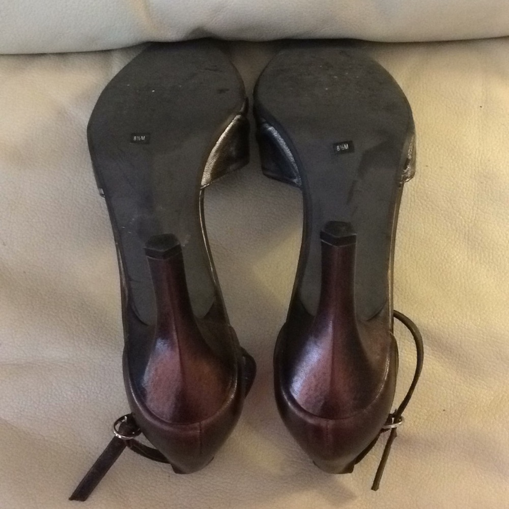 Franco Sarto Bronze Metallic Pointed-Toe Heels with Flower Accent - Picture 3 of 3